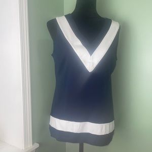 Nautica, blue and white sleeveless top large